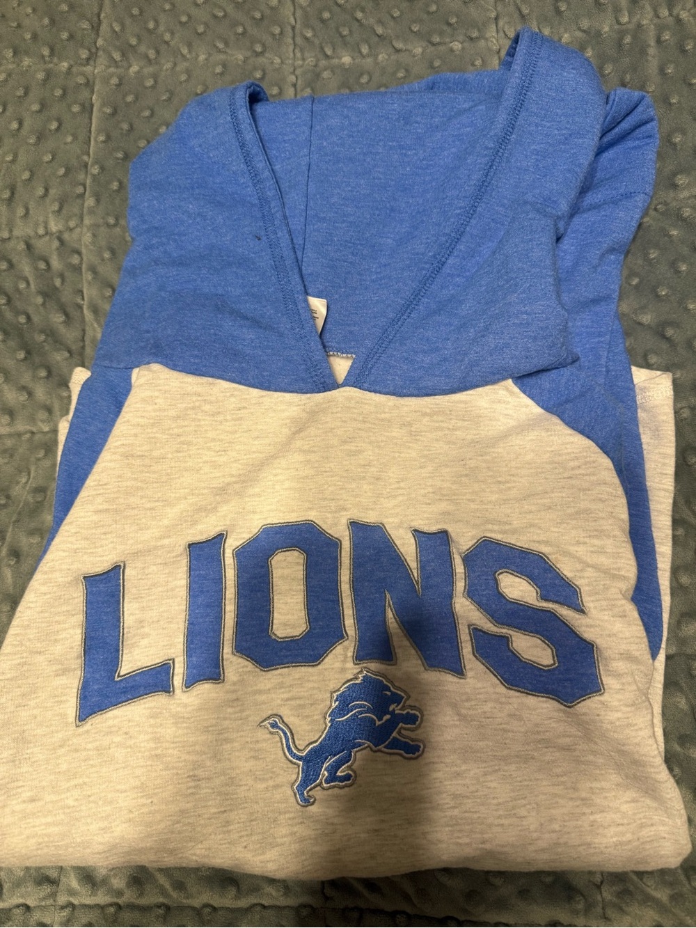 NFL Lions Royal Blue and Light Gray Kids Hoodie
